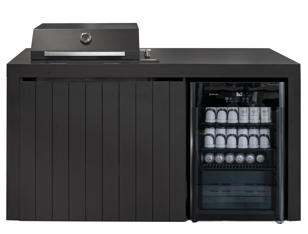 Artusi Piazza Outdoor Kitchen with 3 Burner BBQ, Bar Fridge and Icemaker