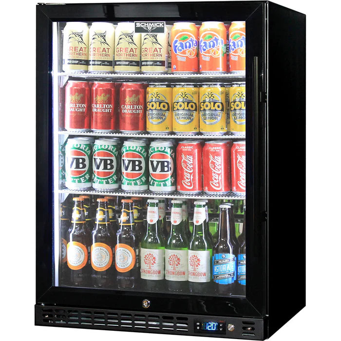 Schmick Black Bar Fridge Heated Glass Door (Left Hinge - Right Handle)