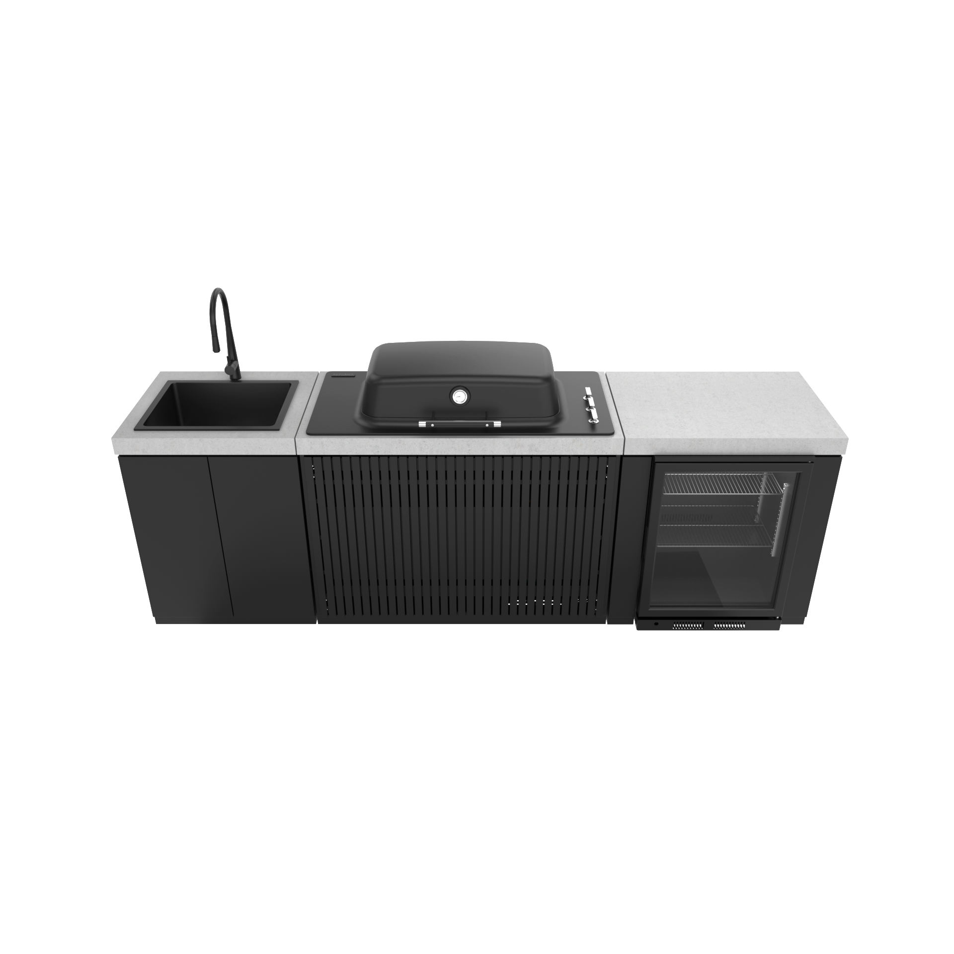 Everdure Seabreeze Outdoor Kitchen with 3 Burner BBQ, Sink & Beverage Cooler (Black)