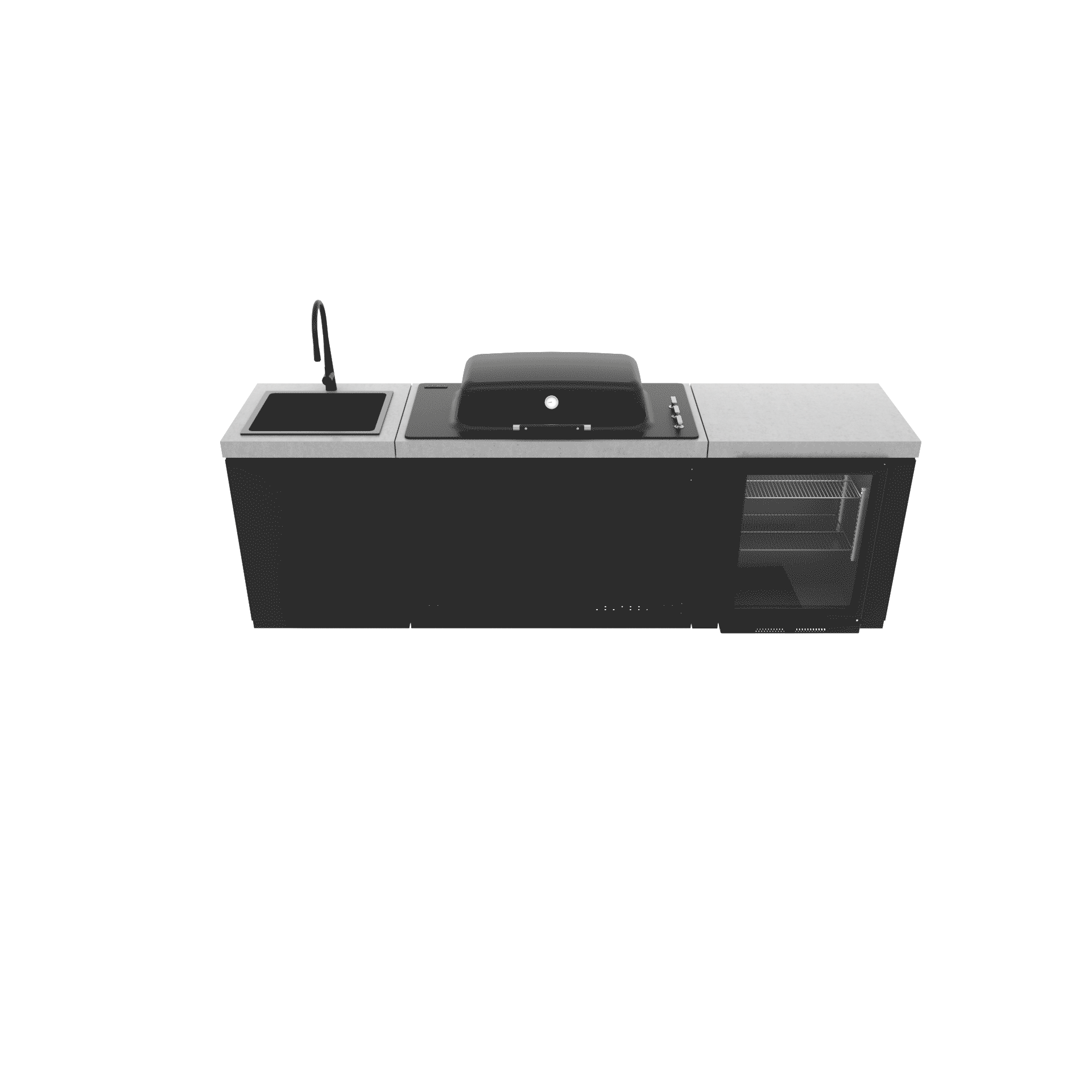 Everdure Seabreeze Outdoor Kitchen with 3 Burner BBQ, Sink & Beverage Cooler (Black)