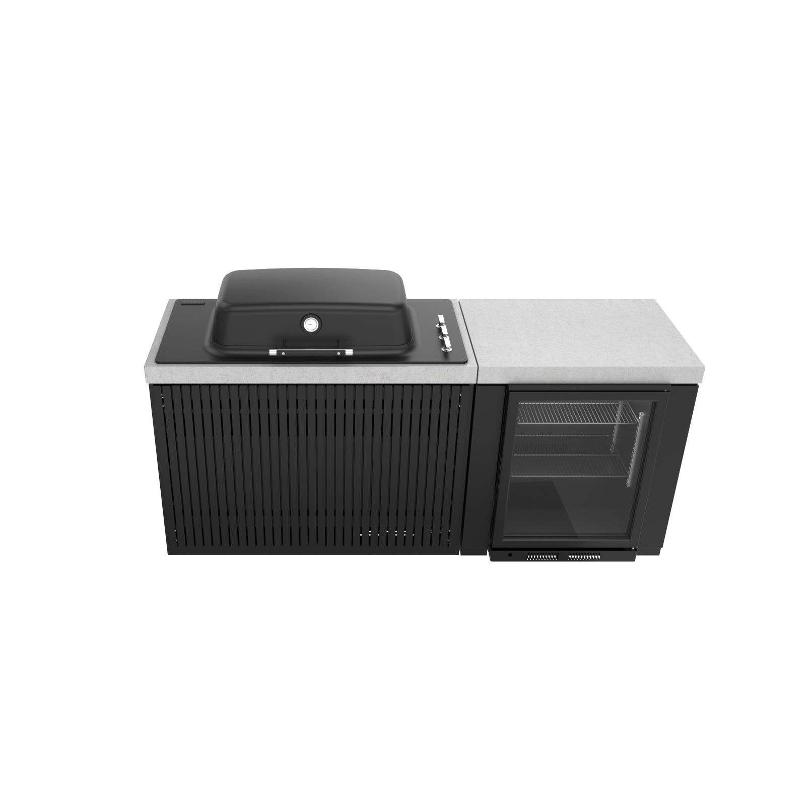 Everdure Seabreeze Outdoor Kitchen with Furnace Built In BBQ & Single Door Beverage Cooler (Black)