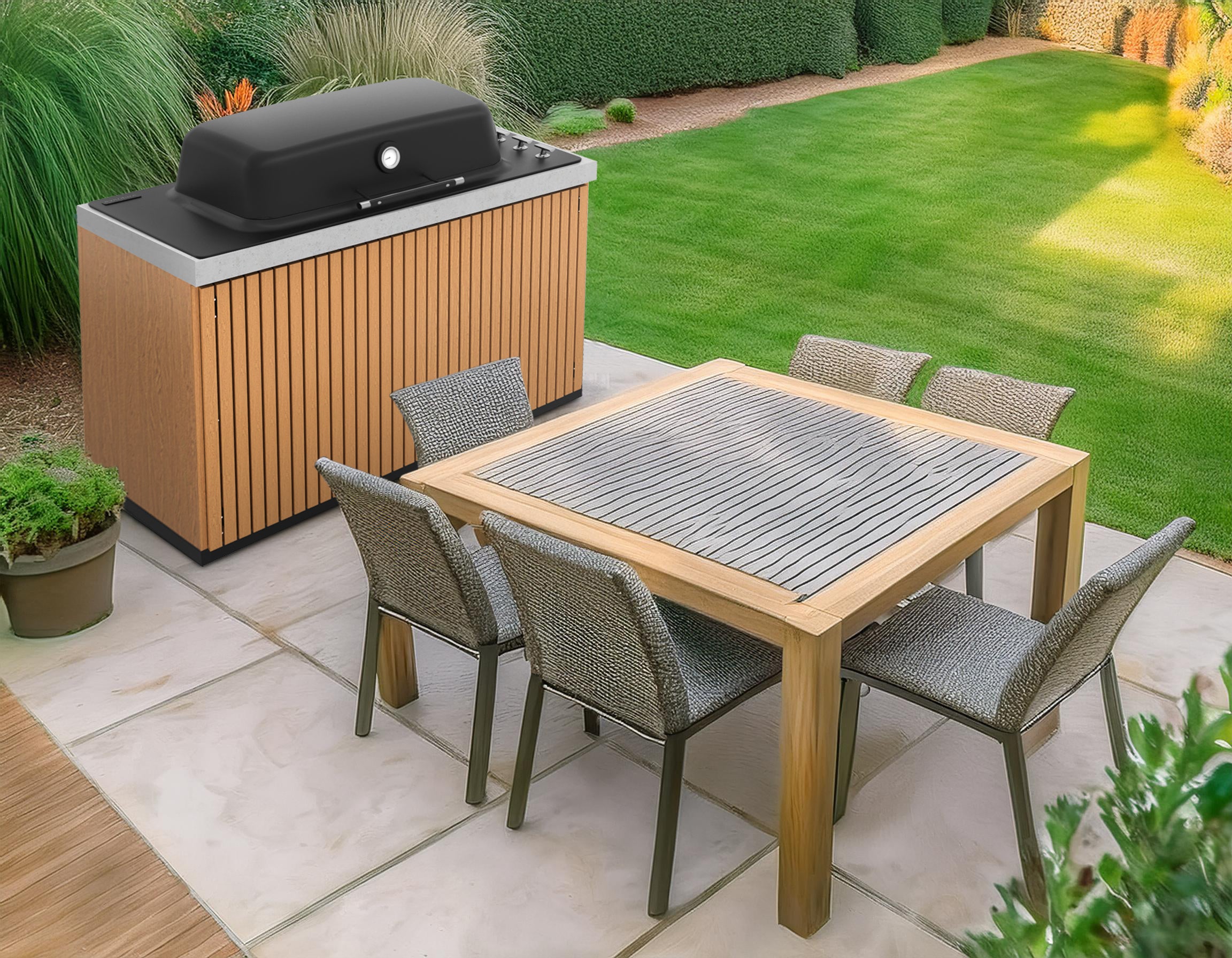 Everdure Seabreeze BBQ Module with Everdure Furnace Built In BBQ (Timber Look)
