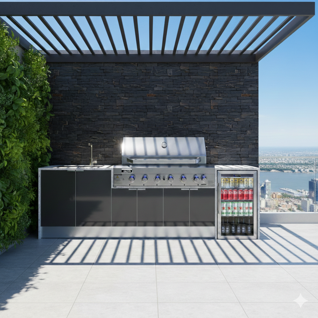 Weatherproof Outdoor Kitchen to Suit Euro 6 Burner - 2860MM