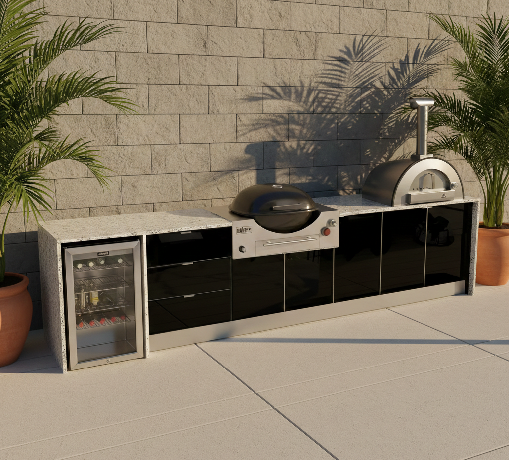 Weatherproof Outdoor Kitchen to Suit Weber Q - 3580MM