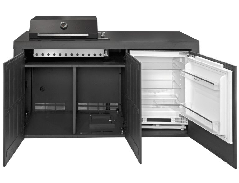 Artusi Piazza Outdoor Kitchen with 3 Burner BBQ and Integrated Bar Fridge